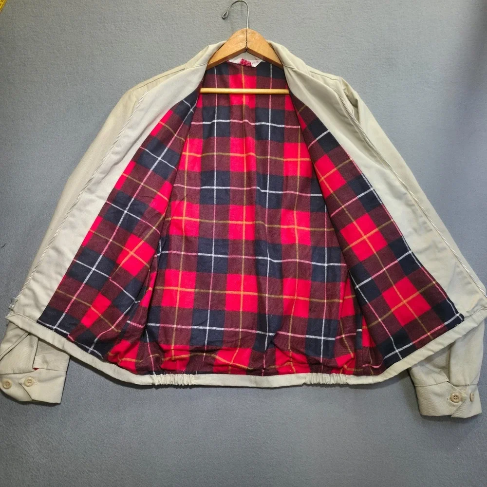 Vintage Dan River‎ Men's Flannel Lined Beige Jacket Size Small
